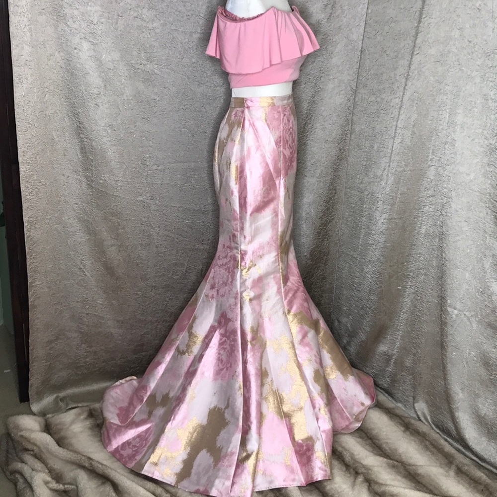 Jovani #59666 Pink Two Piece Mermaid Prom Gown - Picture 5 of 8
